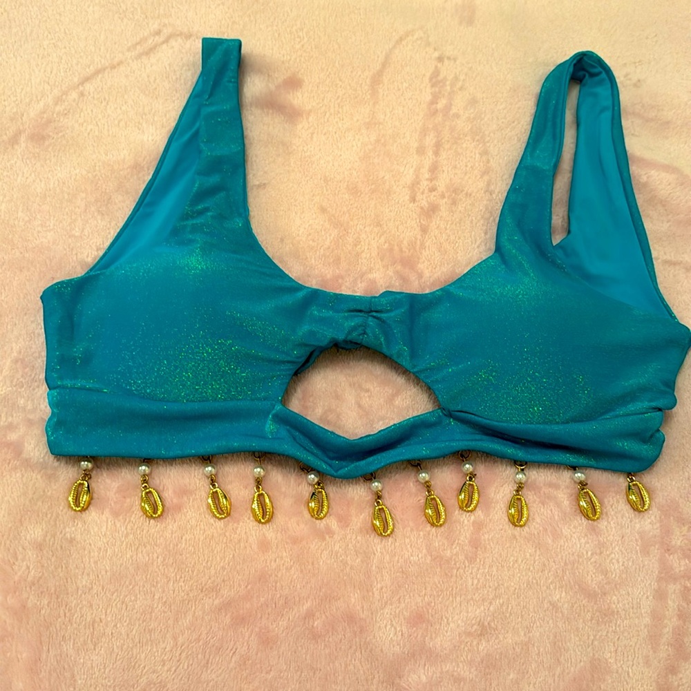 👙 SUPER CUTE — TIE BACK — AQUA BIKINI TOP